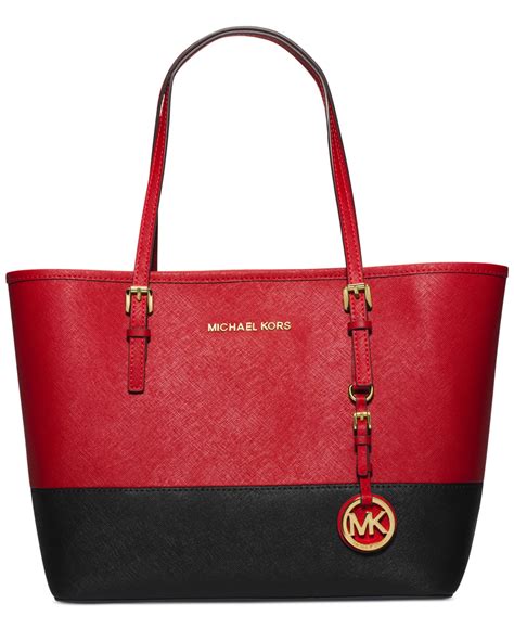 michael kors small jet set travel tote red|michael kors saffiano leather tote.